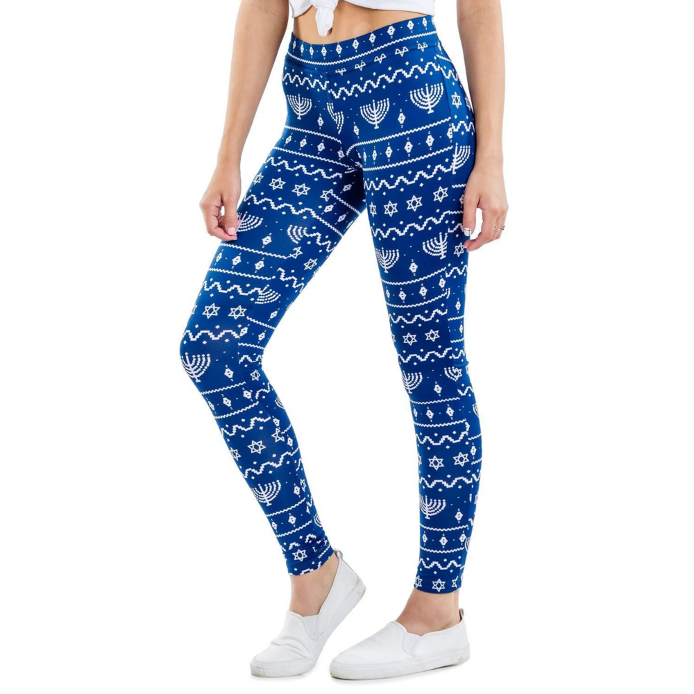 TIPSY ELVES Lit Menorah Hanukkah Leggings in Blue